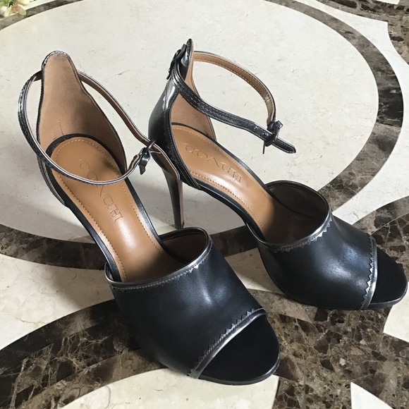 Coach Peep Toe Ankle Strap Heel  shoes sandals pumps - Picture 1 of 12